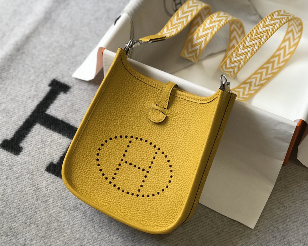 Hermes Evelyne 16 Amazone TPM Shoulder Bag In Yellow Amber Clemence Leather